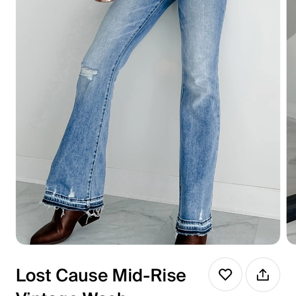 NanaMacs Blue Flare Leg Jeans with Vintage Distressing
